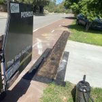 During image of an asphalt crossover edge repair in Bassendean, Western Australia for a private customer.