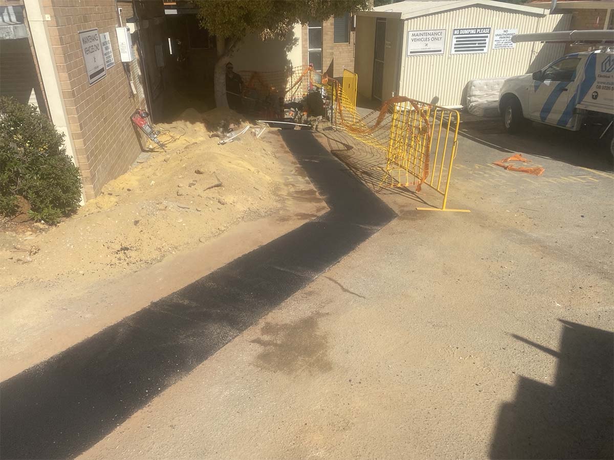 Completed asphalt trench reinstatement in Mount Lawley, Western Australia for MultiTech Electrical.